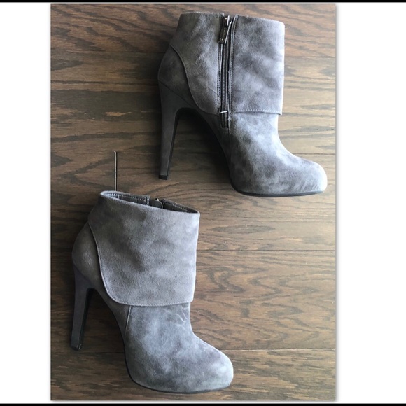 JESSICA SIMPSON ADDY GRAY LEATHER BOOTIE - Picture 2 of 7